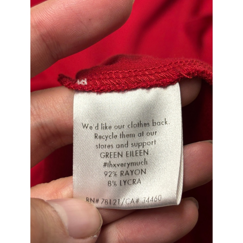 Eileen Fisher Red Long Sleeve High Low Crew Neck Top Rayon Lycra USA Womens S - Picture 3 of 9